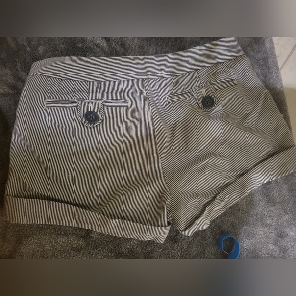Women's Black Striped Shorts - Picture 2 of 4